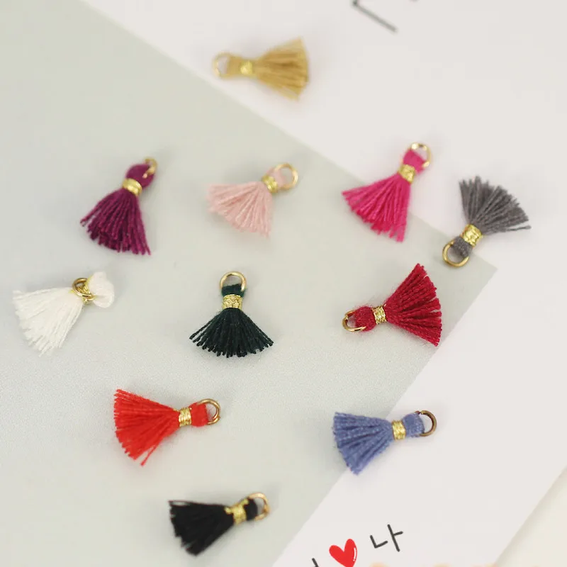 

50pc Simple With a jump ring Cotton thread Small tassel pendant Earrings Drop charm Ear Studs tag Jewelry DIY headdress findings