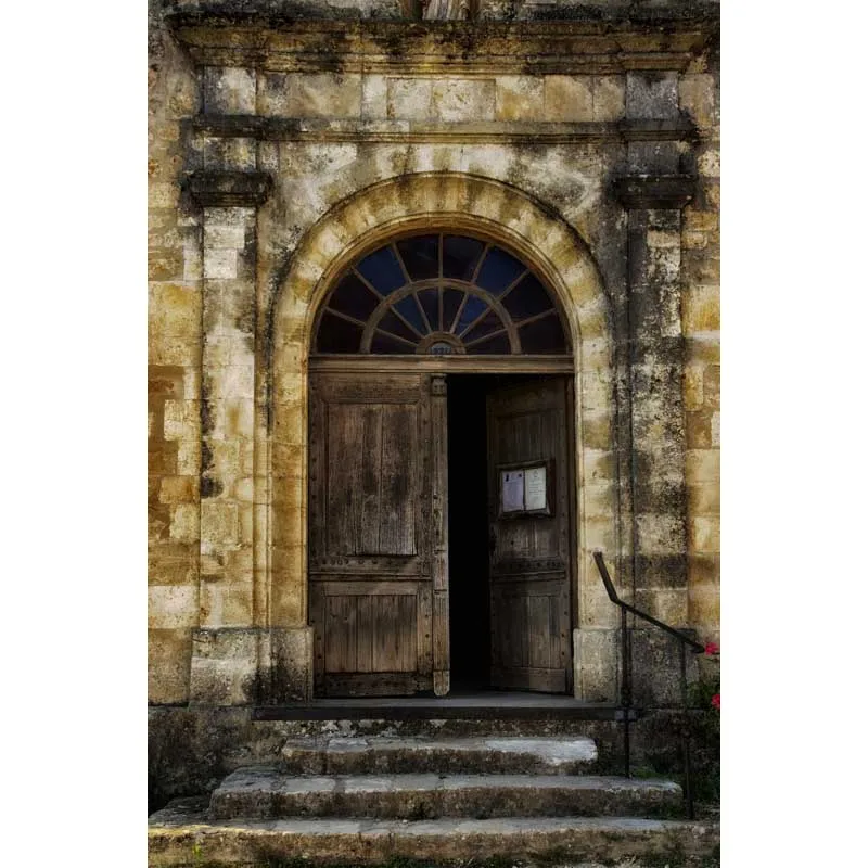 

Wrinkle free fleece old house with stone stair photo props photography backdrop for studio photography backgrounds F-1543-A