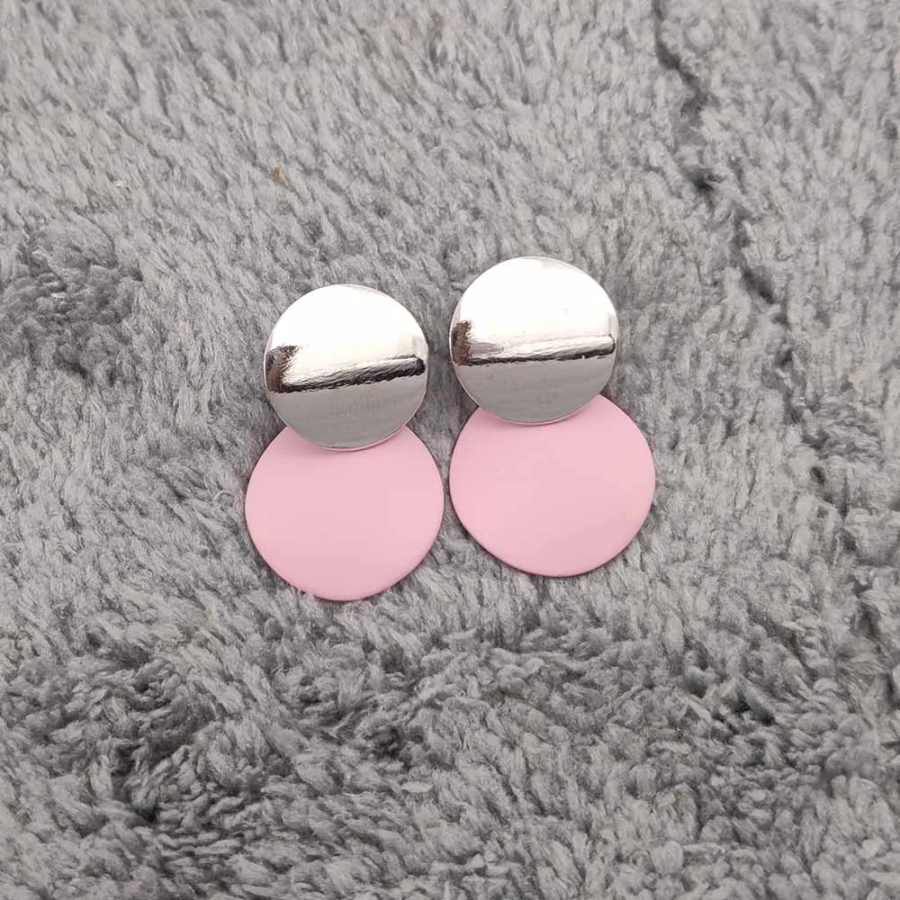 

Minimalist Women's Jewelry Round Metallic Geometric Earrings Silver Pendant Earrings for Women Party Jewelry W543-W549