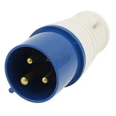 Водонепроницаемый IP44 2P + E IEC309 2 промышленный штекер синий белый AC 220 250V