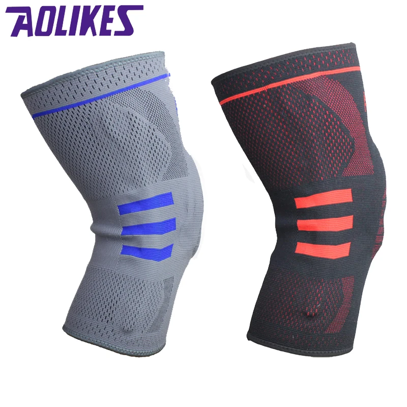 Aolikes 1 قطع السلة ضغط الركبة دعم الركبة هدفين كم الحماية من الإصابة الانتعاش الطائرة اللياقة البدنية الرياضة السلامة