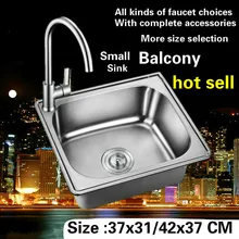 Бытовая мини балкон кухонная раковина маленькая прочная 0,8 мм 304 нержавеющая сталь Горячая Распродажа 37x31/38x33/42x37 см