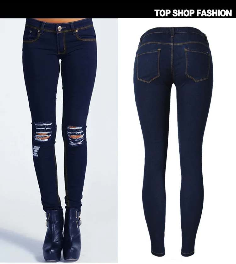 Модные повседневные женские винтажные узкие джинсы с низкой талией рваные прямые джинсы брюки с дырками женские сексуальные брюки для девочек
