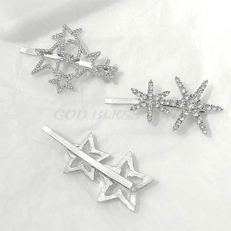 Minimalist Metallic Glitter Silver Straight Bobby Pins Women Girls Shimmer Rhinestone Hollow Out Star Snowflake Hair Clips Minimalist Metallic Glitter Silver Straight Bobby Pins Women Girls Shimmer Rhinestone Hollow Out Star Snowflake Hair Clips