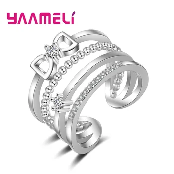 

Unique Wedding Ring For Women Classic Cubic Zirconia Adjustable 925 Silver Fashion Jewelry Lover Rings Austrian Crystal