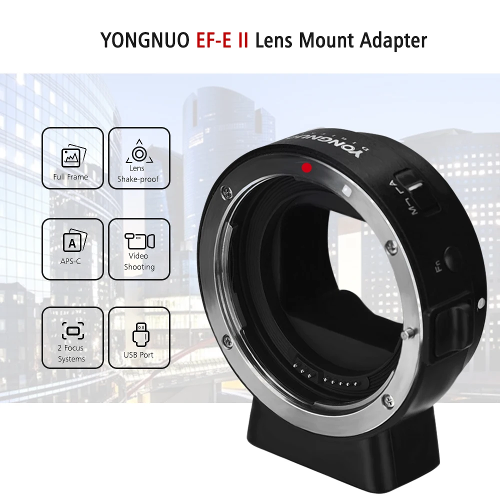 YONGNUO EF-E II кольцо-адаптер для крепления объектива с автофокусом AF Len для Canon EF/EF-S объектив для sony E-Mount камера для A6300 A6000 A7