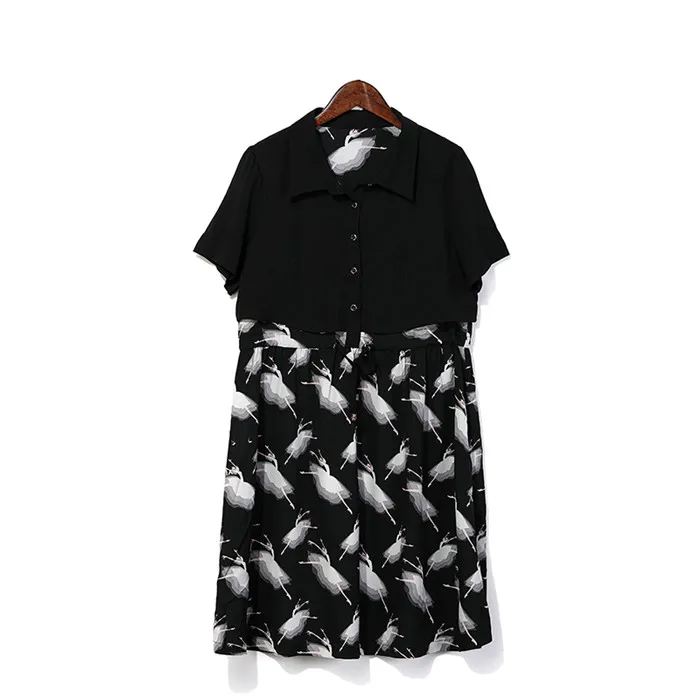 TAOYIZHUAI новое популярное летнее шифоновое платье выше колена с короткими рукавами и вырезами размера плюс для офиса 31725 - Цвет: black-31725