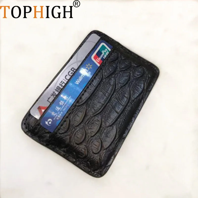 

TOPHIGH Genuine Leather Card Holder Men Cow Leather With Crocodile Pattern Wallet Original ID Credit Card Wallet