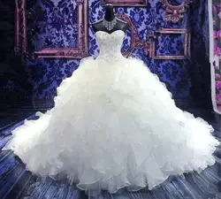 Новое поступление Милая декольте свадебное платье с кружево до Винтаж Свадебные платья с бисером Кристалл Нежный шифон невесты