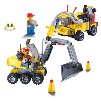 

196pcs City Build Excavating Machinery DIY Model Building Blocks Kits Educational Puzzle Toys for Children Compatible