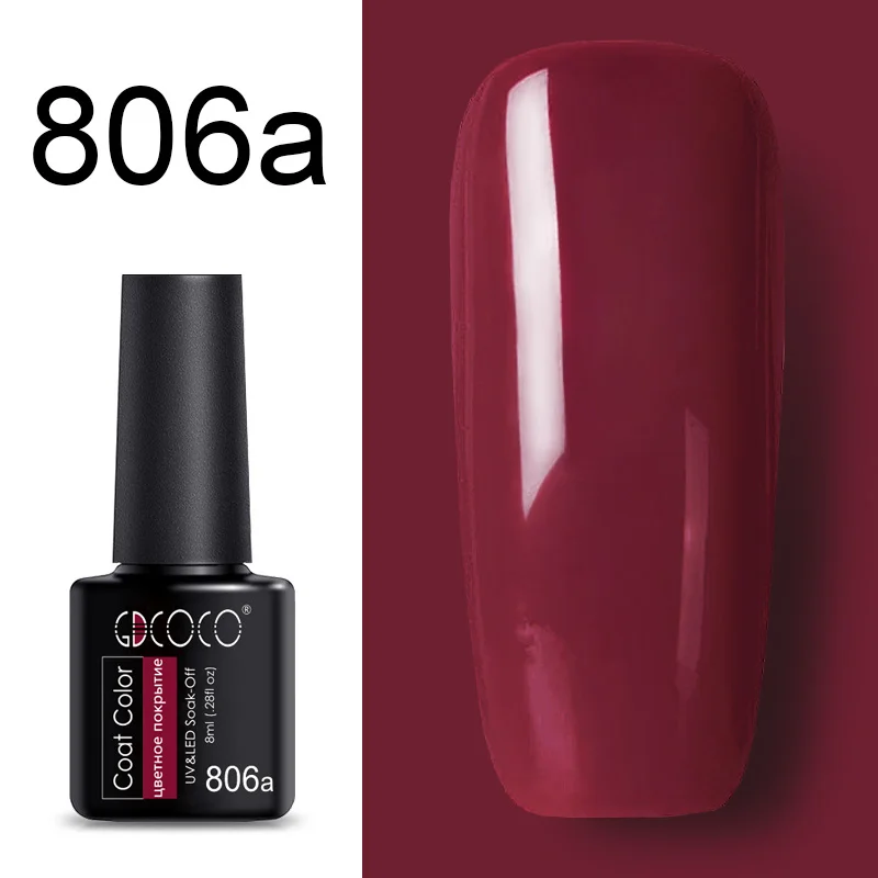 86102 GDCOCO Новое поступление лучший лак гель года Soak Off светодио дный LED гель лаки для ногтей база пальто не протирать Топ Цвет гель лак Ногтей гель - Цвет: 806a