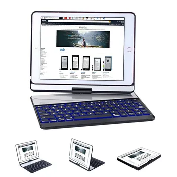 

For iPad Air 1/2 Fashion 7 Colors LED Backlit 360 Degree Swivel Rotating Smart Clamshell Wireless Bluetooth Keyboard Case Cover