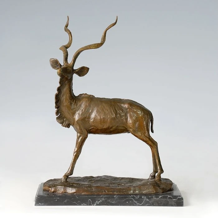 

ATLIE BRONZES Copper Brass statue bronze Tibetan antelope sculpture Soft outfit house decoration