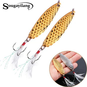 

Sougayilang 2pcs Spoon Fishing Lure Baits 10.5cm 15g Jig Lures VIB Hard Baits Sequins Hook Metal Lure Fishing Tackle