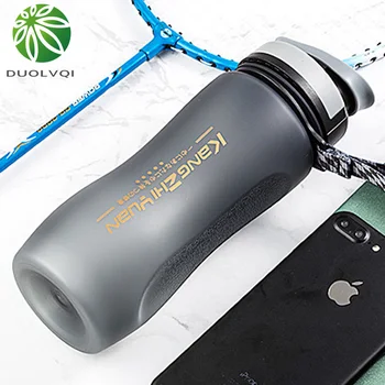 

Plastic Sport Water Bottle Leisure Drink Ware with Rops 1000/600ML Portable Lanyard Frosted Seal Water Bottle Sport 50UU036