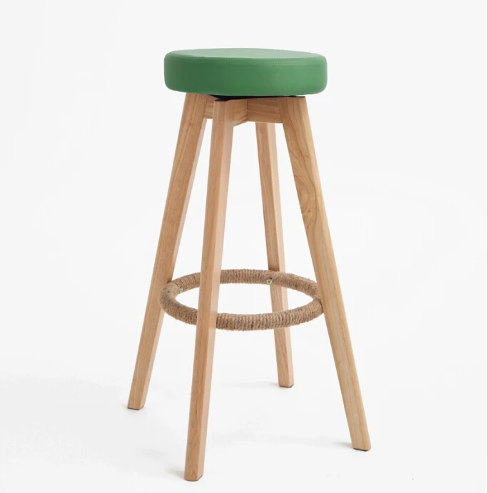 Wooden Swivel Bar Stools Modern Natural Finish Round Leather Foam Wooden Swivel Bar Stools Modern Natural Finish Round Leather Foam Seat Backless Indoor Commerical Furniture Chair 29 Inch In From