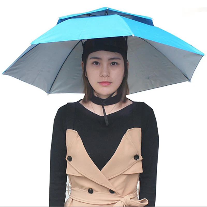 

Foldable Fishing Hat Headwear Umbrella Double Layer Windproof Cap for Fishing Hiking Camping EDF88