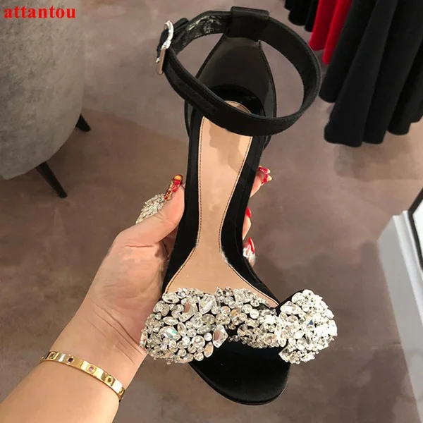 

Бабочка узел шикарные прозрачные женские босоножки Ботильоны straped Обувь на высоком каблуке пикантные туфли-лодочки женские туфли Свадебна...