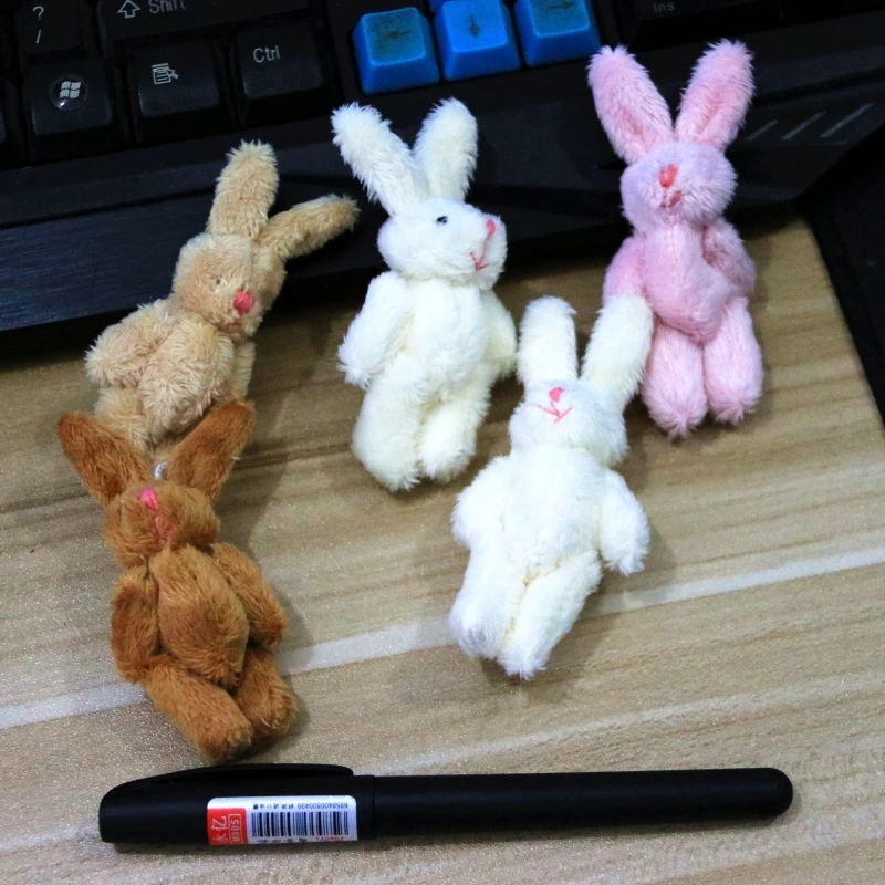 미니 관절 토끼 인형, 봉제 인형, 의류 및 헤어 액세서리, 장식 봉제 장난감 인형, 6cm, 100 개