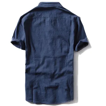 

Factory direct sales Men's Causal Shirt Short Sleeve Top Button Linen Solid Color Loose Blouse S-2XL Men's Shirts Winter fashion