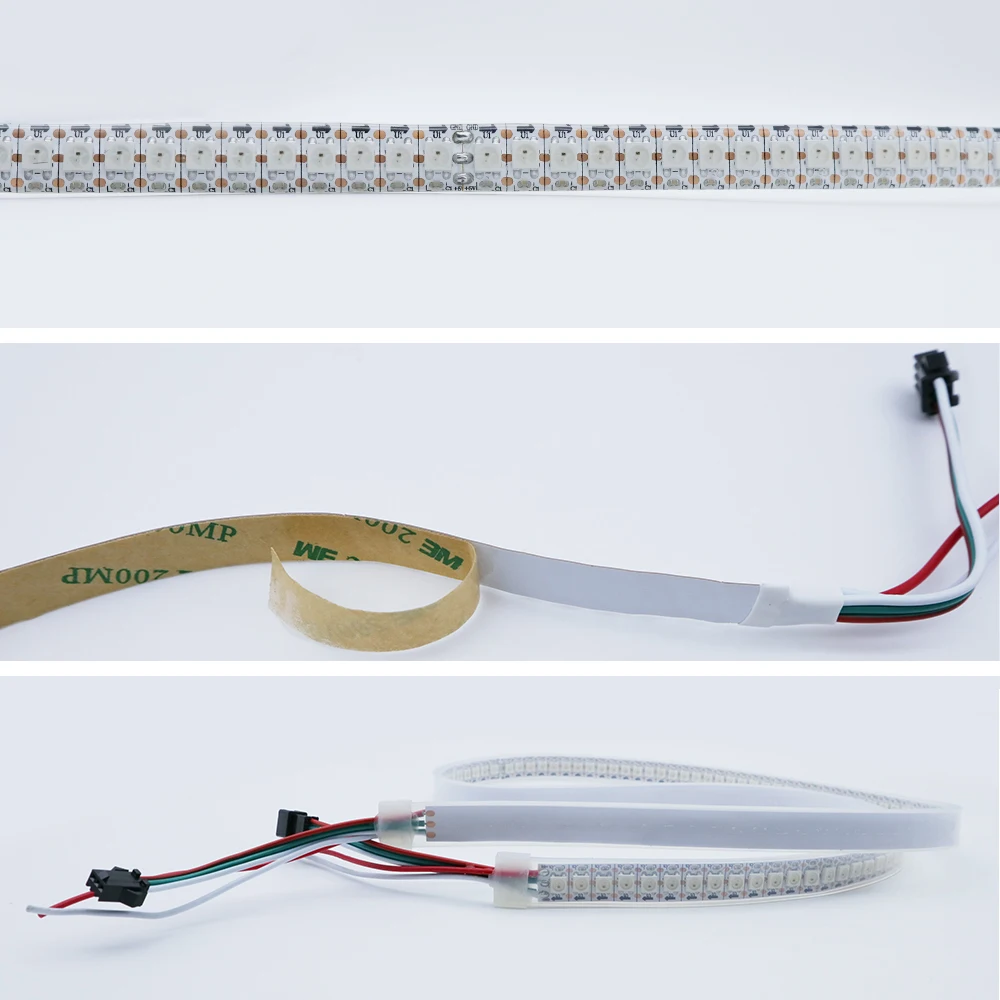 WS2812B Светодиодный точечный светильник DC5V 1 м/5 м встроенный 2812 IC Индивидуально адресуемый RGB Светодиодная лента 5050 30/60/144 светодиодный s/m