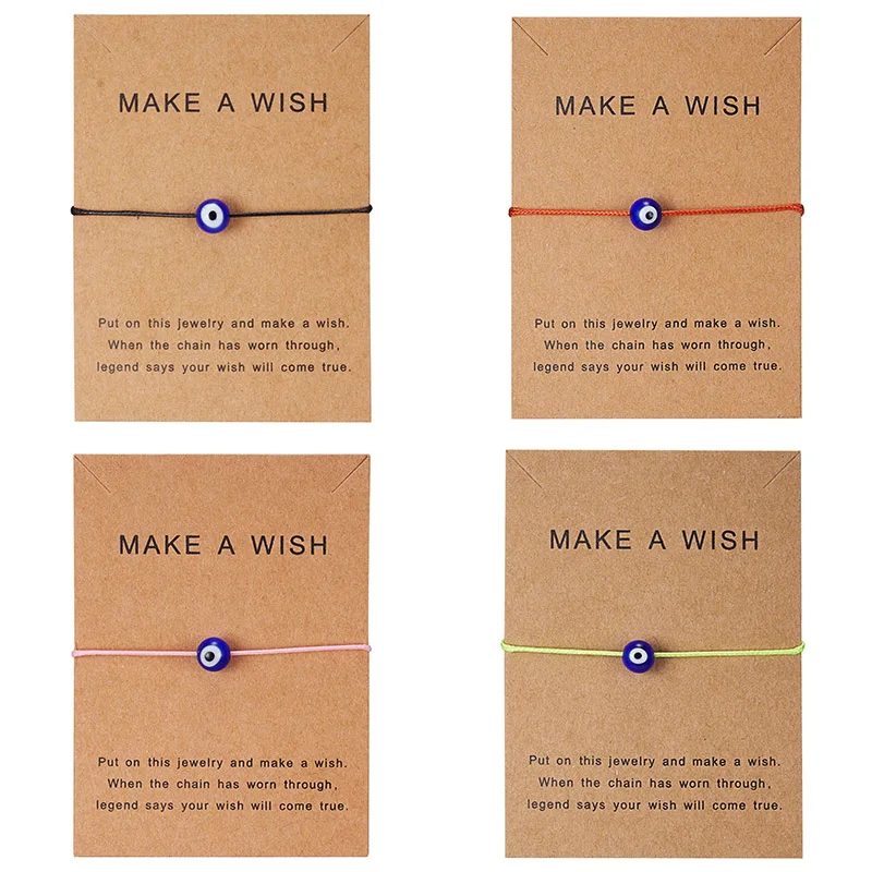 Женский плетеный браслет Wish Card 5 цветов с голубым Злым Глазом и Веревкой Ручной