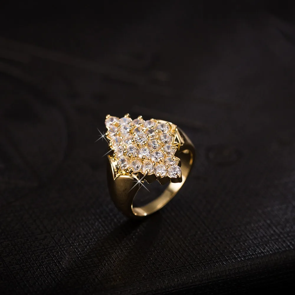 Geometric Crystal Rings For Women Gold Color Ring Fashion Jewelry Anillos Anel Bijoux Wedding