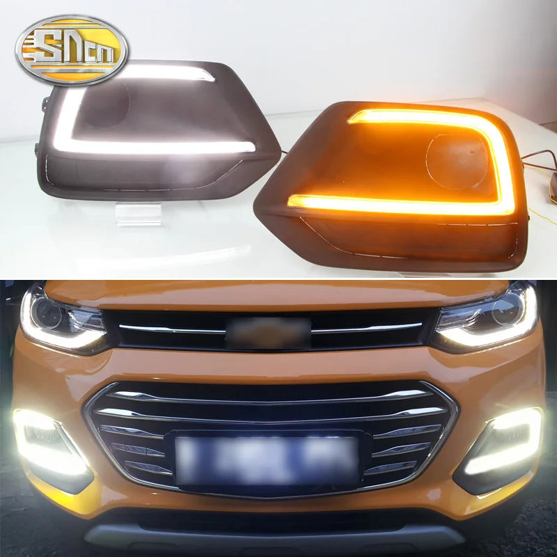

2PCS LED Daytime Running Light For Chevrolet Trax 2017 2018 Yellow Turn Signal Function 12V Car DRL Fog Lamp Decoration