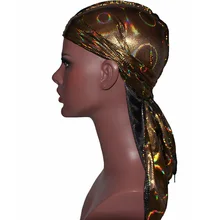 Модные мужские Durag банданы в стиле хип-хоп кепки, тюрбан шляпа шнуровка шелковистая эластичный ободок Атлас Du-rag длинный хвост головные уборы для женщин