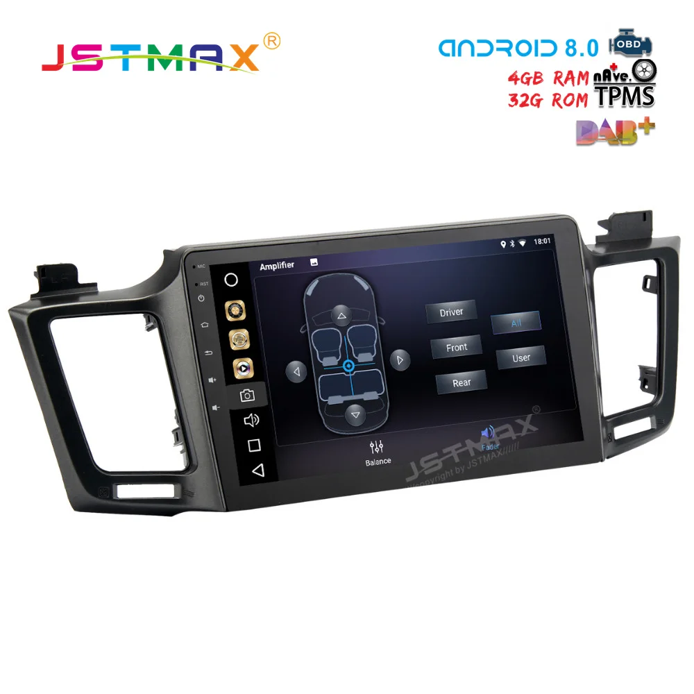 Sale JSTMAX 10.2" Android 8.0 Car GPS Radio Player for Toyota RAV4 2014 2015 2016 with Octa Core 4GB+32GB Auto Stereo Multimedia DAB+ 2