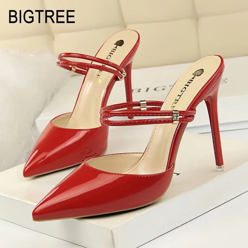 

Women Pumps Spring High Heels Women Shoes Patent Leather Women Sandals Sexy High Heels Sandal Women Party Shoe Bigtree Shoes