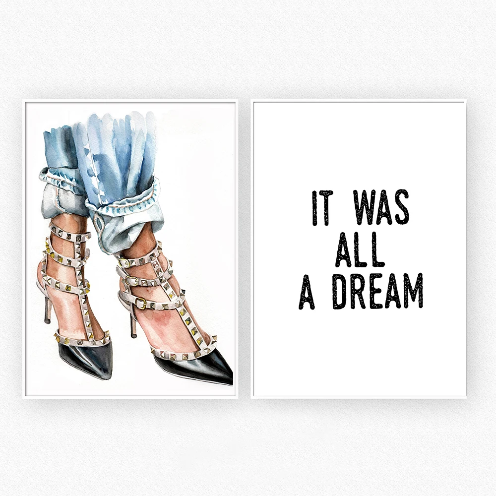 

Cuadros Decoracion Salon Fashion Shoes Poster Quotes Canvas Painting modern Wall Art Paintings For Living Room Nordic Decoration