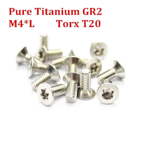 

50pcs/lot Pure Titanium countersunk head torx screw Ti GR2 ISO14581 M4*8/10/12