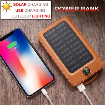 

Mobile Power Bank 20000mAh Flashlight Solar Charging USB Portable Camping LED Light Outdoor Hanging Lantern With Compass Phone
