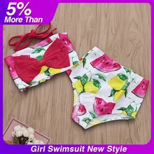 Купальный костюм для девочек, детская одежда для купания с фруктовым принтом, пляжные бикини, купальный костюм, одежда для купания, летний купальный костюм