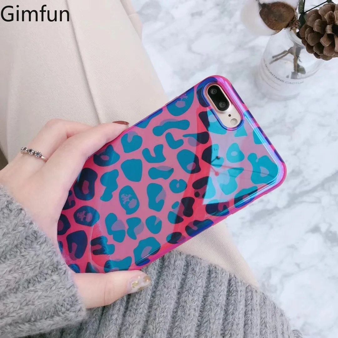 Luxury Blu Ray Pink Leopard Phone Case for Iphone Xs Xsmax Xr 7 7plus X