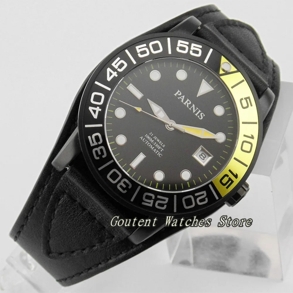 

42mm Parnis Date Sapphire Glass Black Dial Automatic Men's Wristwatch
