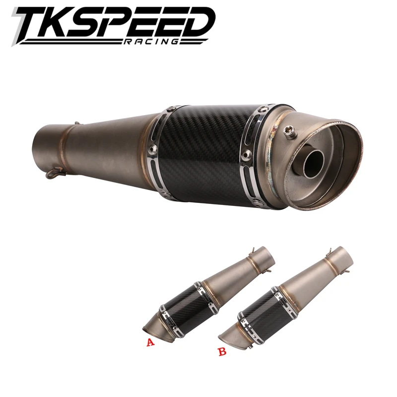 

51mm Inlet Universal Motorcycle Exhaust Muffler Pipe Escape Real Carbon Fiber Titanium With Moveable DB Killer without sticker