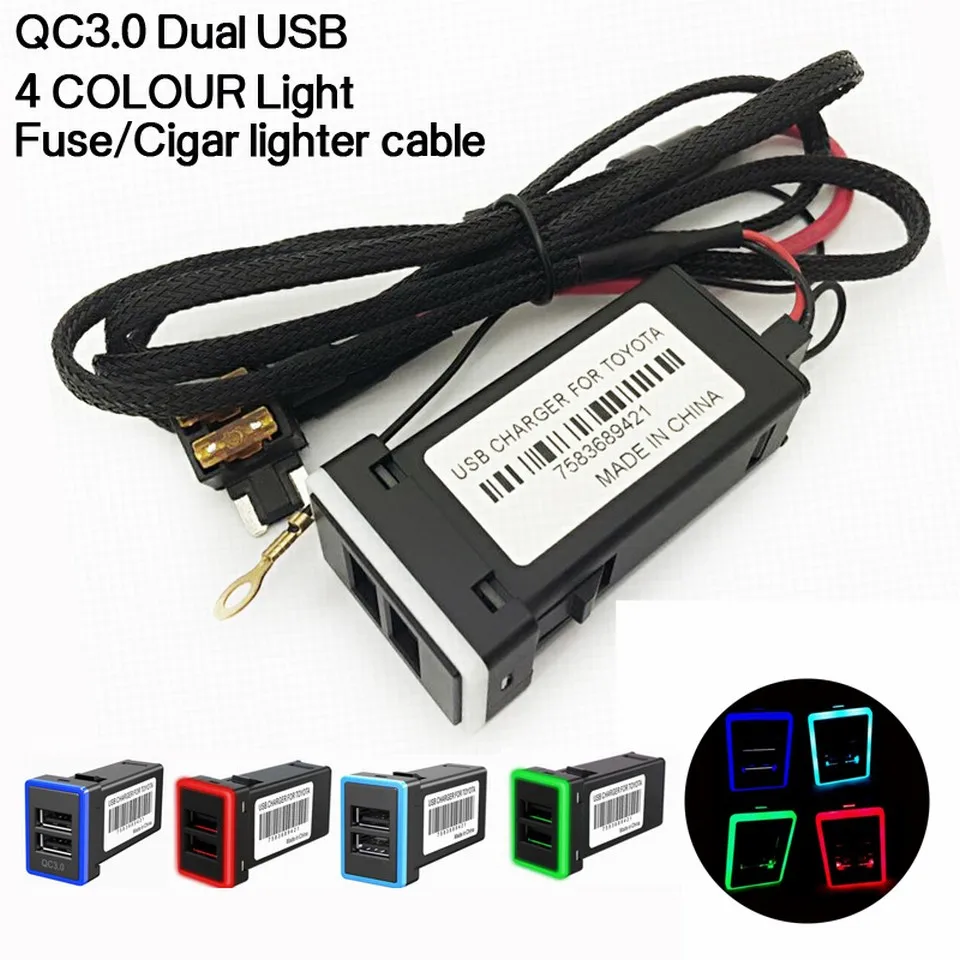 12 В двойной USB Автомобильное зарядное устройство QC3.0 светодиодный вольтметр адаптер питания с цифровым дисплеем напряжения для Toyota COROLLA Lewin RAV4 CAMRY REIZ