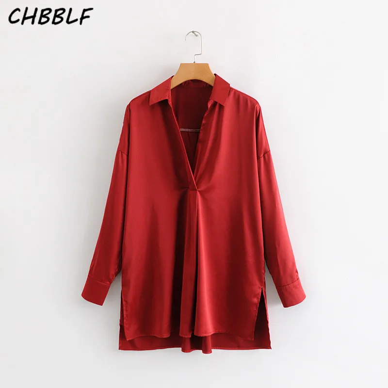 Aliexpress.com : Buy CHBBLF women V neck red loose blouse