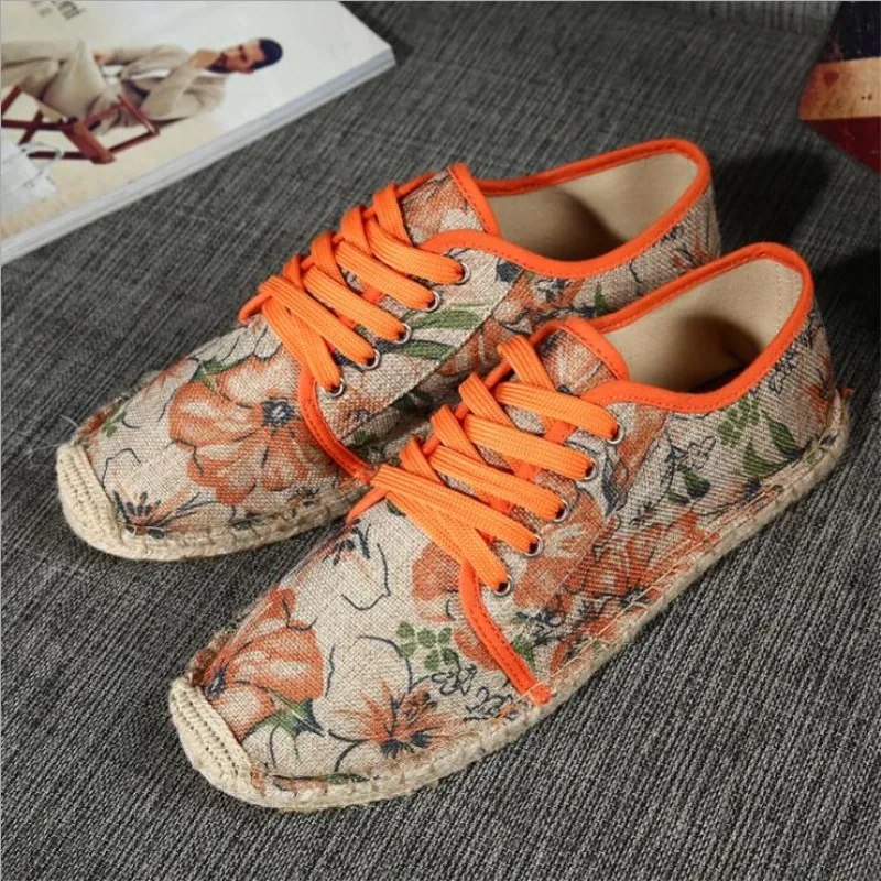

Casual Couple cloth shoes Spring summer ethnic style grass weaving with shoes canvas fisherman hand-sewn Comfortable breathable
