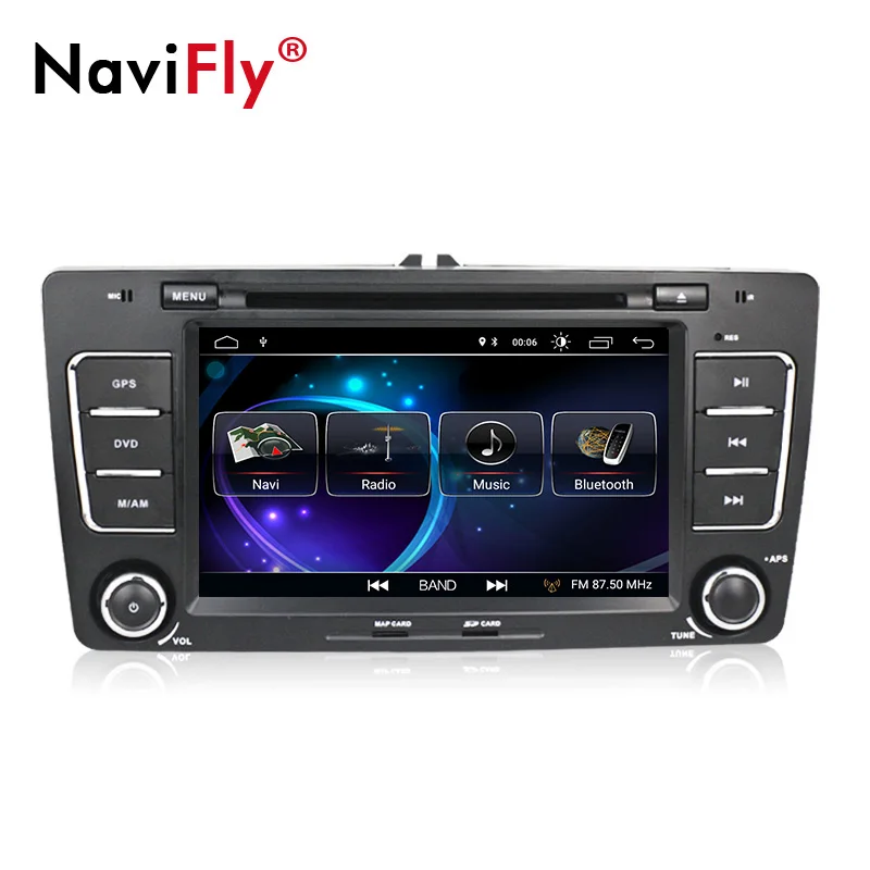 NaviFly Автомобильный мультимедийный плеер 7 дюймов 2 din Android 8,1 gps navigatoin радио для skoda octavia 2013-2009 четырехъядерный с wifi BT