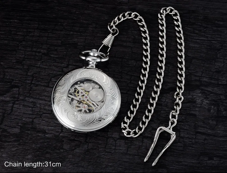 FOB мужские карманные часы модные механические часы BOAMIGO Бренд Скелет римские цифры часы серебряный дизайн часы reloj hombre