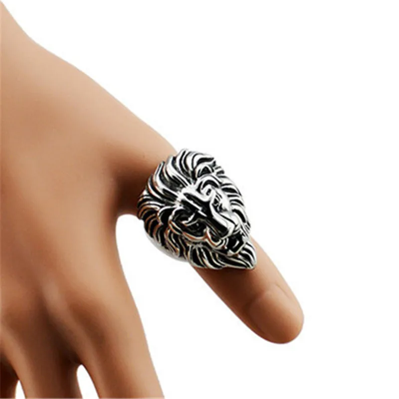 Тибетское серебро Ретро Рок Панк король кольцо «Лев» крутой Размер 8 9 10 11 мужские модные кольца Классический дизайн ювелирные изделия кольца с животным