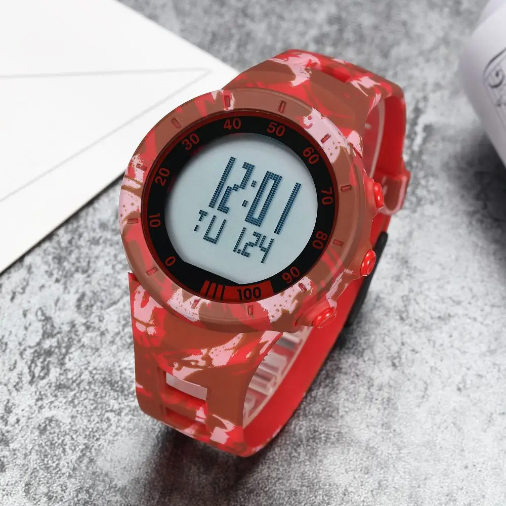 

OHSEN Fashion Digital Man Male Wristwatch Red Rubber Band Alarm Date LCD 50M Waterproof Sport Watch Reloj Masculino Hombre Gift