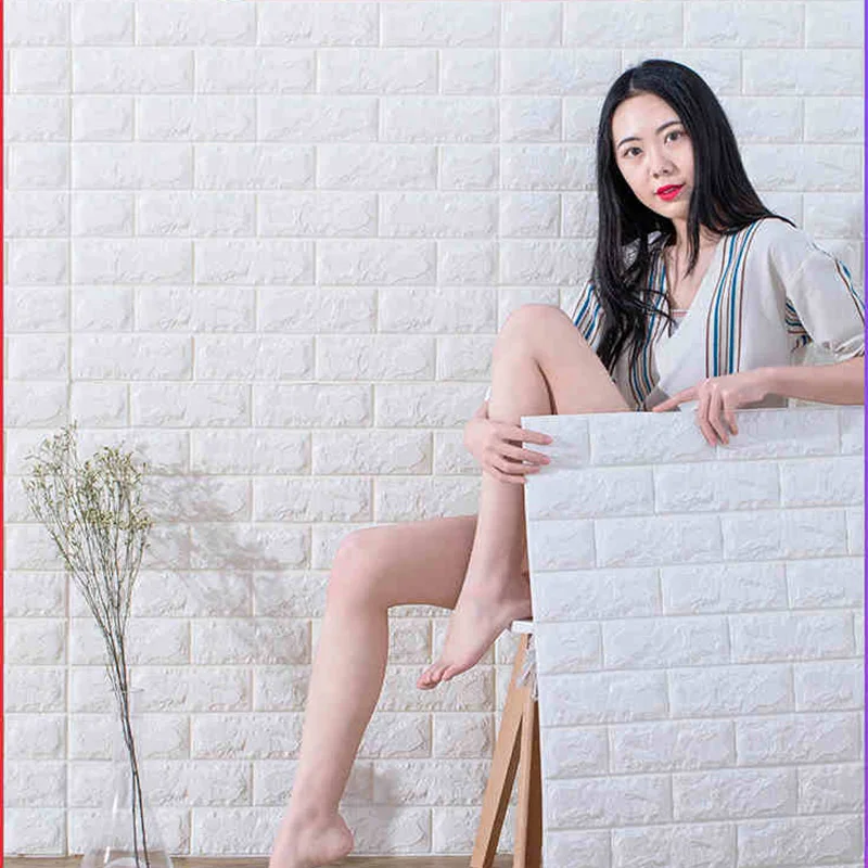 

3D Brick Wall Stickers Living Waterproof Foam Room Bedroom DIY Adhesive Wallpaper Art 60*30*0.8 cm home Wall Decals
