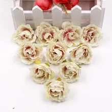 100 шт. 3,5 см Искусственный цветок из ткани с цветущими пионами для свадебной вечеринки; домашняя обувь; украшение для шляп; Свадебный Шелковый цветок