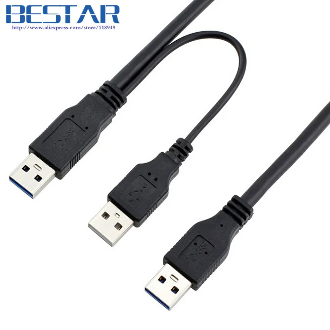 200 шт./лот) USB3.0 Dual USB 3,0 2x A type Male to Male AM USB удлинитель y-образный кабель с USB 2,0 дополнительное питание