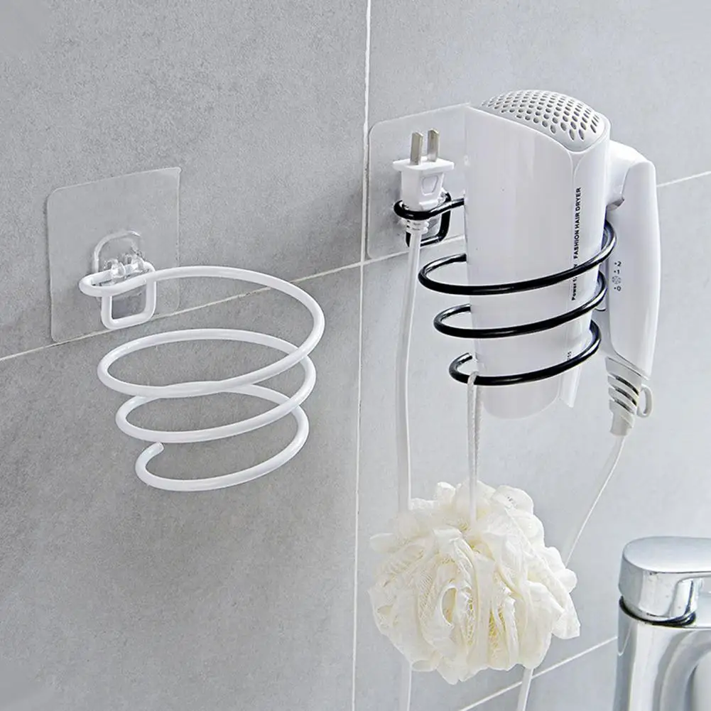 

Metal Iron Holder Hair Dryer Storage Wall Mounted Hook Non-Punch Rack Shelf Organizer