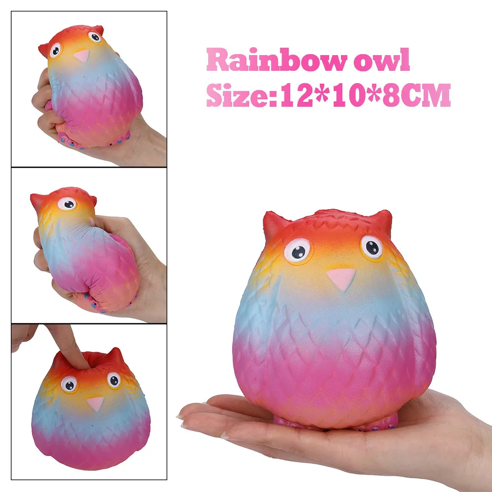 Пена Kawaii медленно расправляющиеся мягкие игрушки Jumbo мультфильм сова приседания антистресс милые мягкие игрушки снятие стресса 10S8315 Прямая